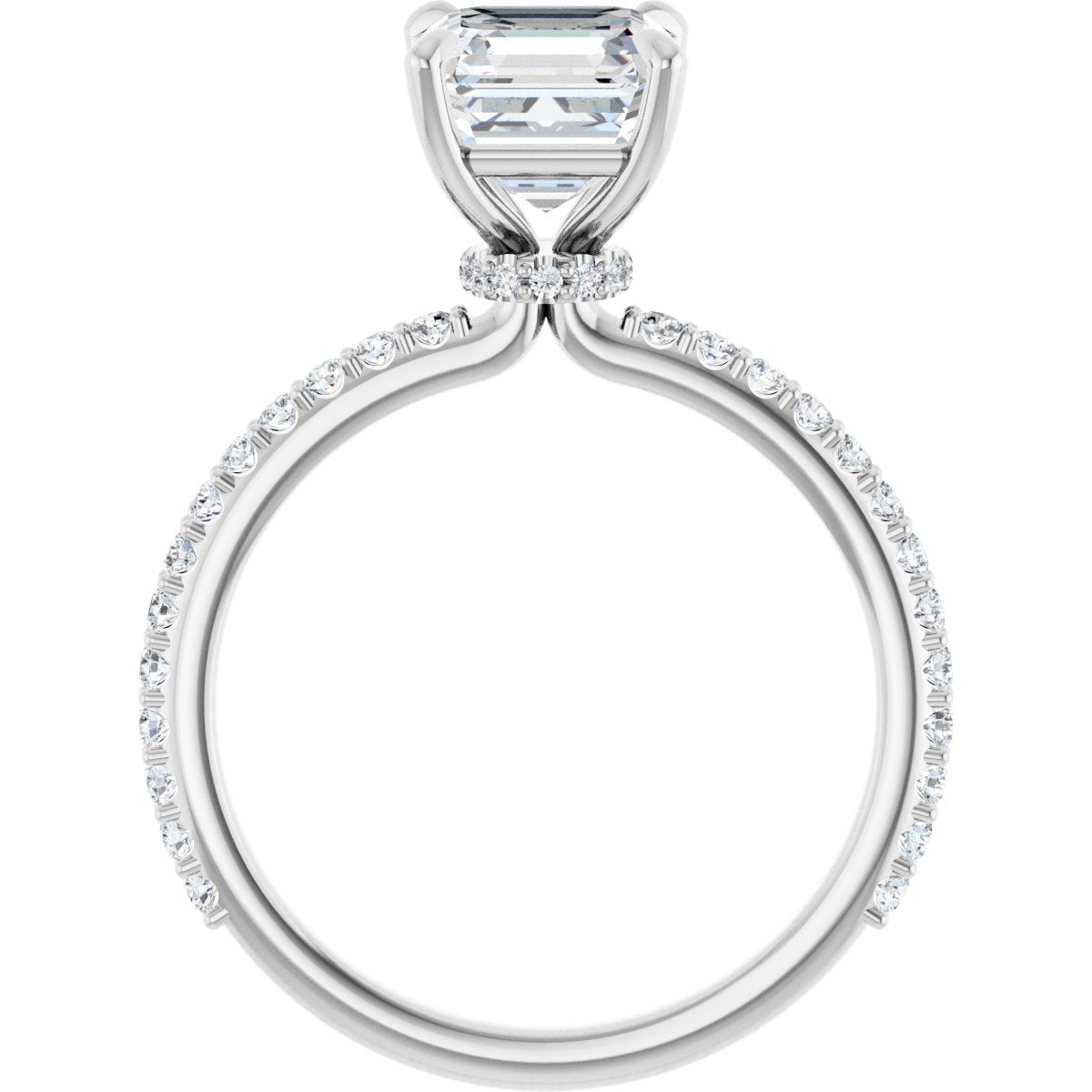 Asscher Accented Engagement Ring