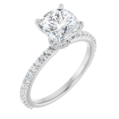 Cushion Accented Engagement Ring