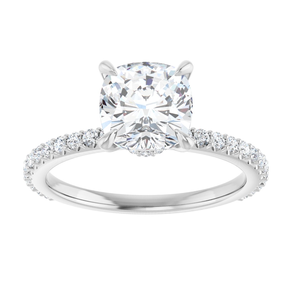 Cushion Accented Engagement Ring