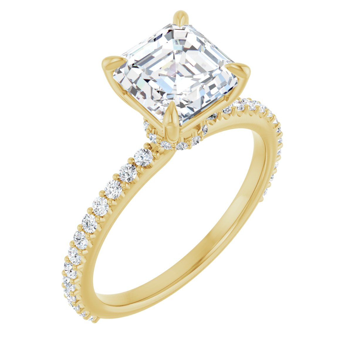 Asscher Accented Engagement Ring