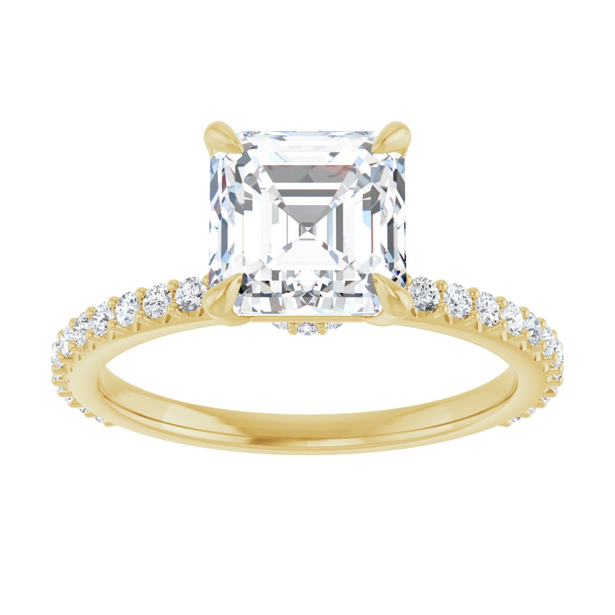 Asscher Accented Engagement Ring