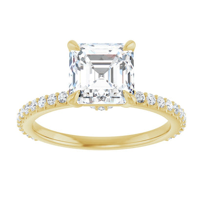 Asscher Accented Engagement Ring