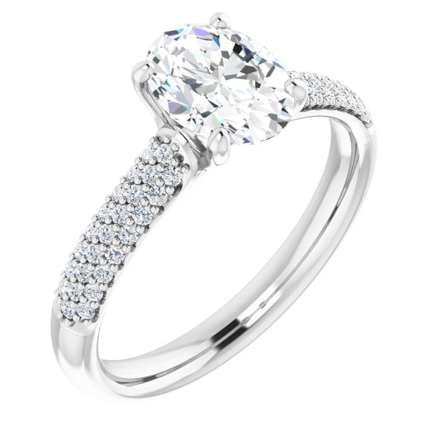 Oval Pavé Accented Engagement Ring