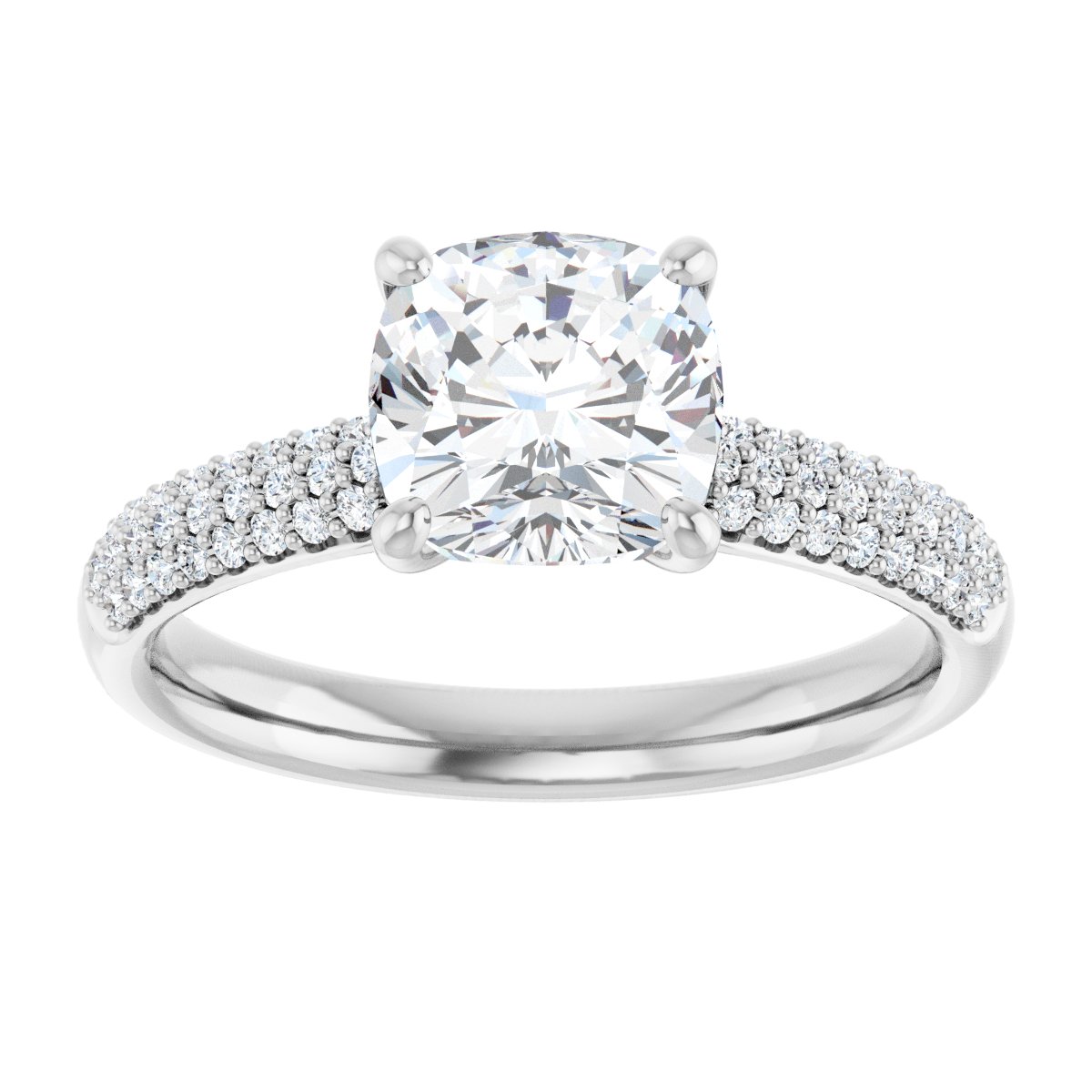 Cushion Pavé Accented Engagement Ring