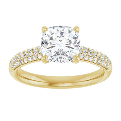 Cushion Pavé Accented Engagement Ring