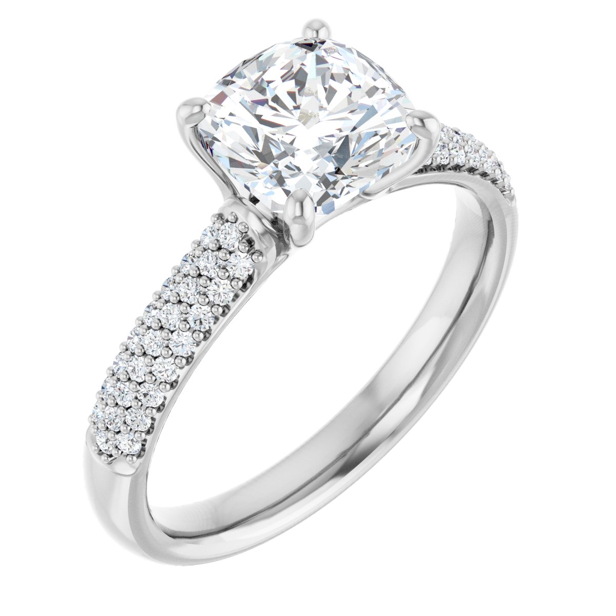 Cushion Pavé Accented Engagement Ring