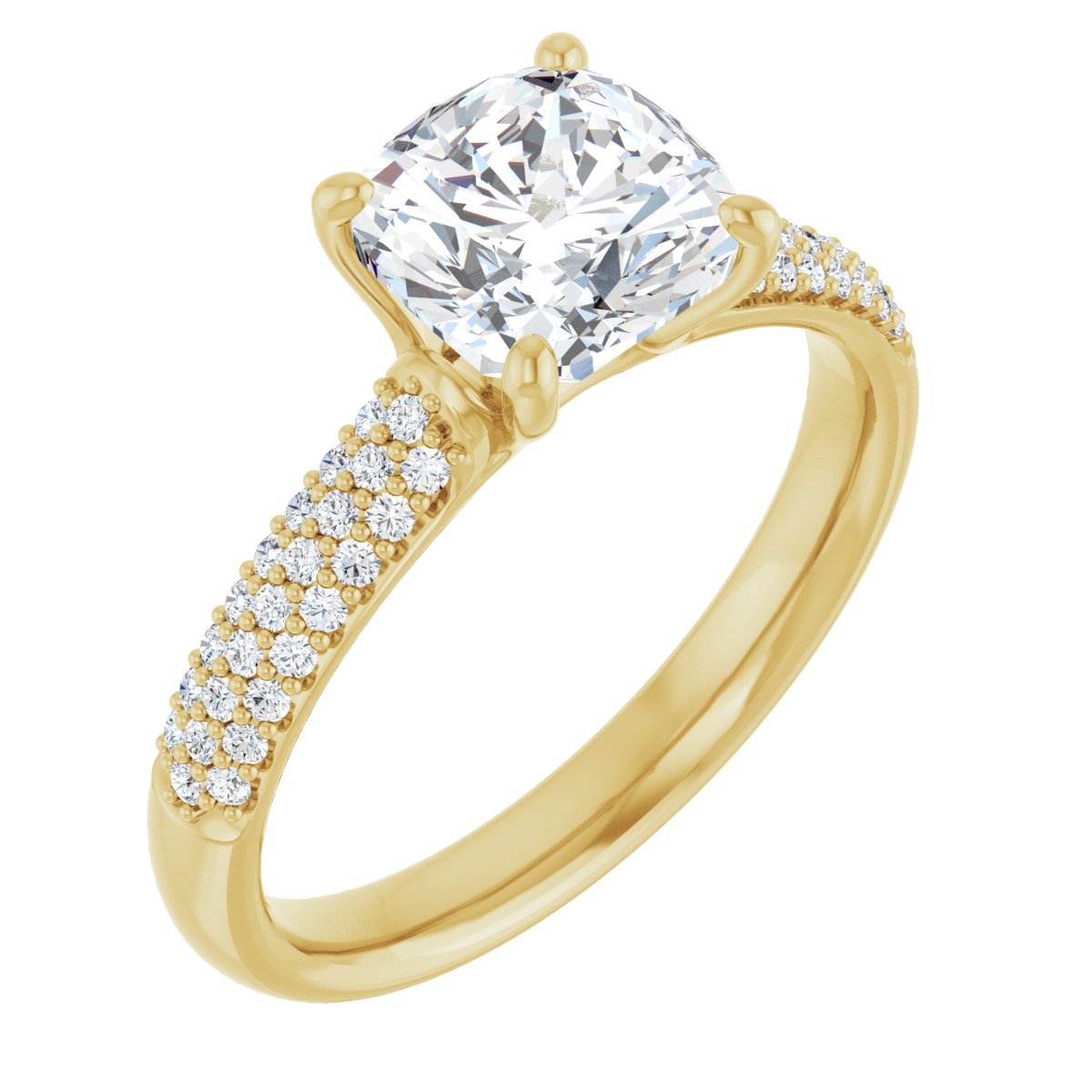 Cushion Pavé Accented Engagement Ring