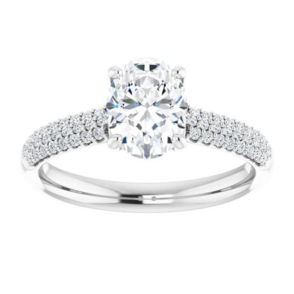 Oval Pavé Accented Engagement Ring