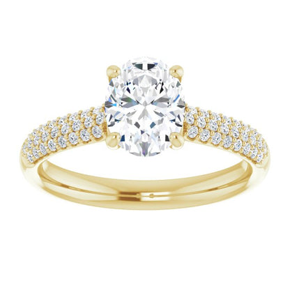 Oval Pavé Accented Engagement Ring