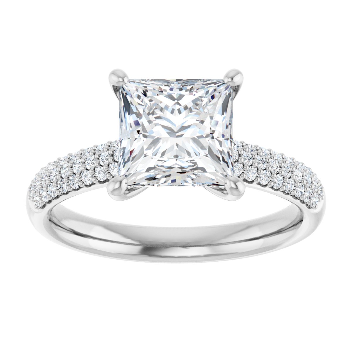 Princess Pavé Accented Engagement Ring