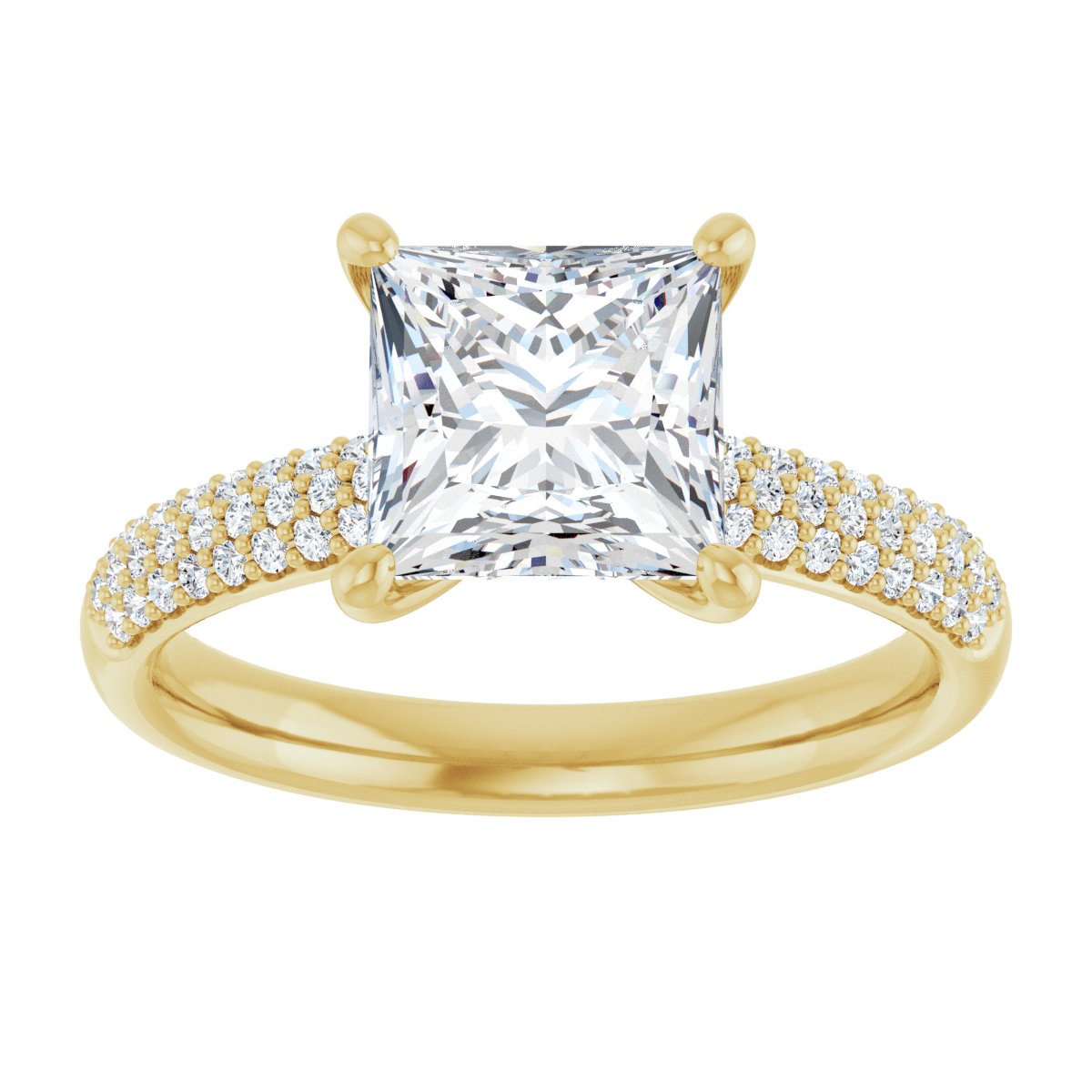 Princess Pavé Accented Engagement Ring