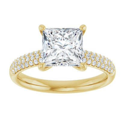 Princess Pavé Accented Engagement Ring