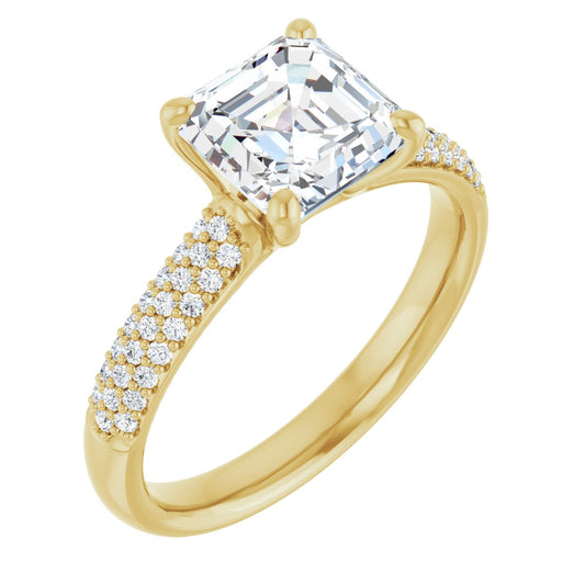 Asscher Pavé Accented Engagement Ring