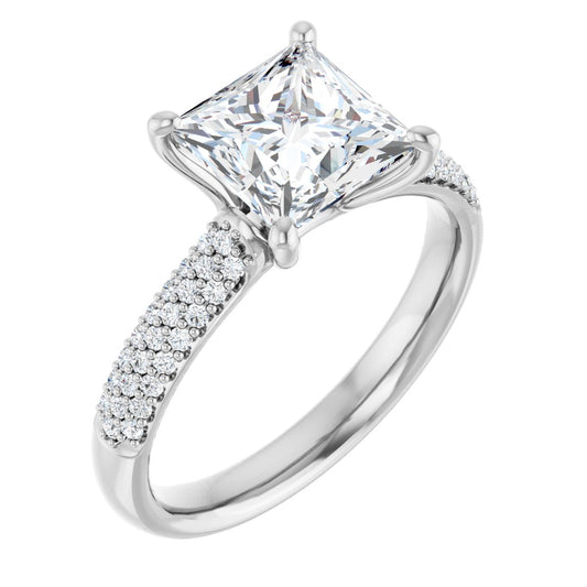 Princess Pavé Accented Engagement Ring