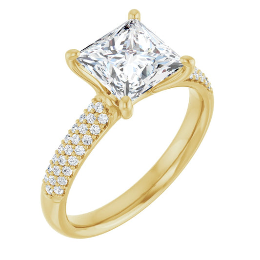 Princess Pavé Accented Engagement Ring