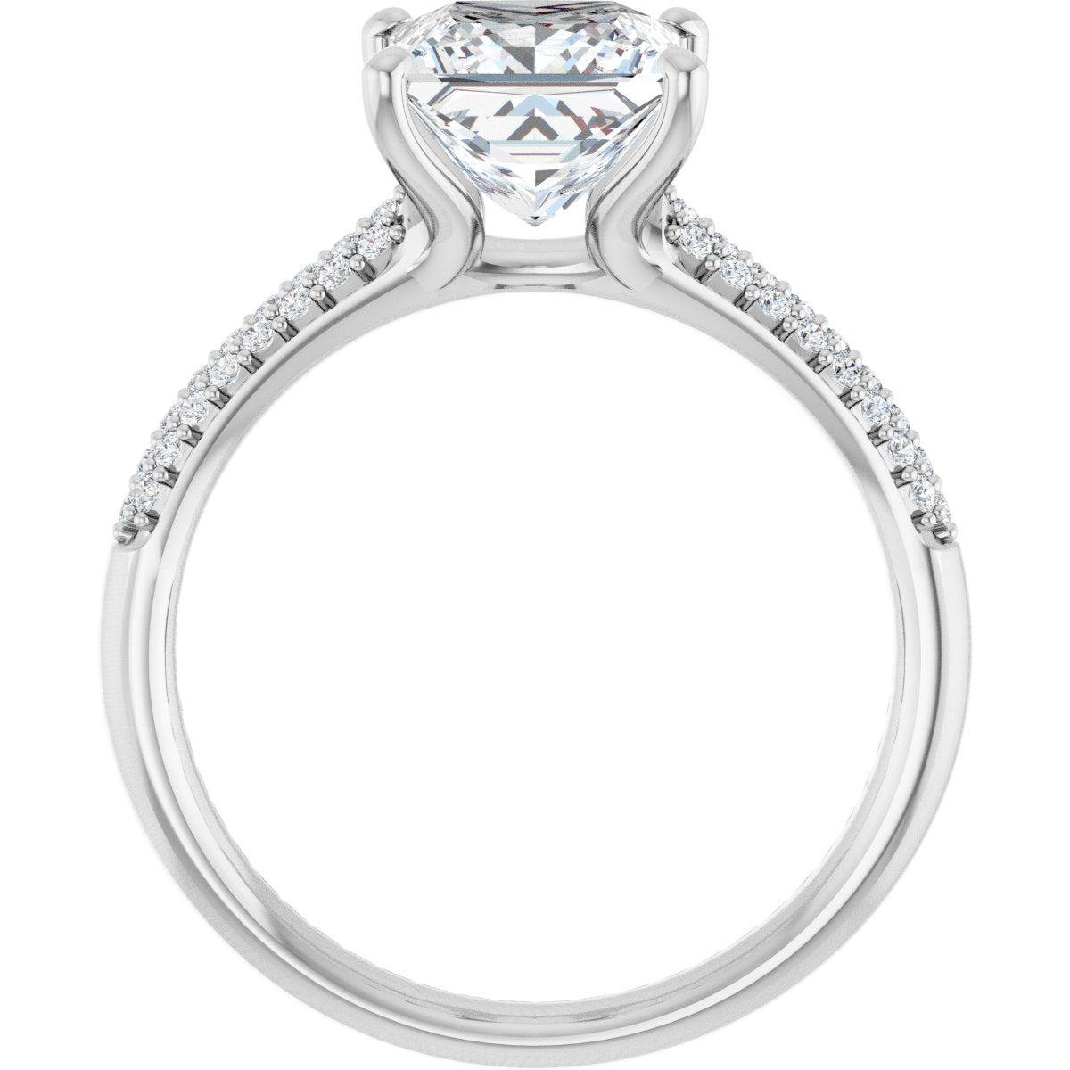 Princess Pavé Accented Engagement Ring