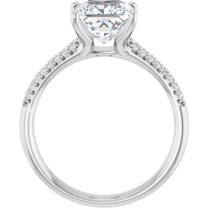 Princess Pavé Accented Engagement Ring