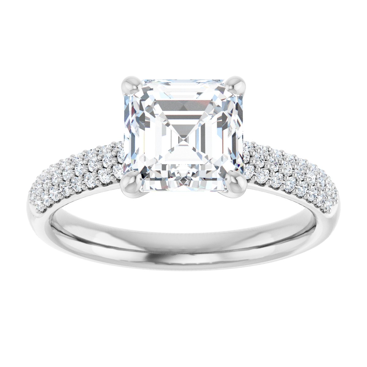 Asscher Pavé Accented Engagement Ring