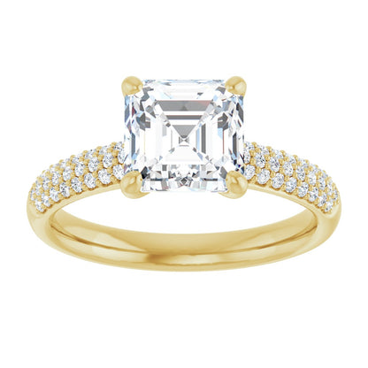 Asscher Pavé Accented Engagement Ring