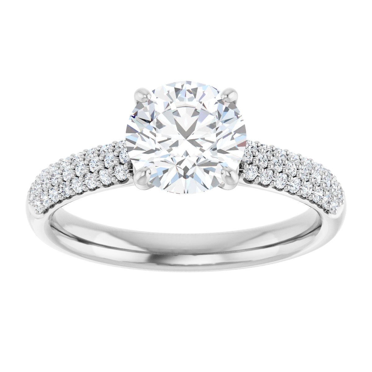 Round Brilliant Pavé Accented Engagement Ring