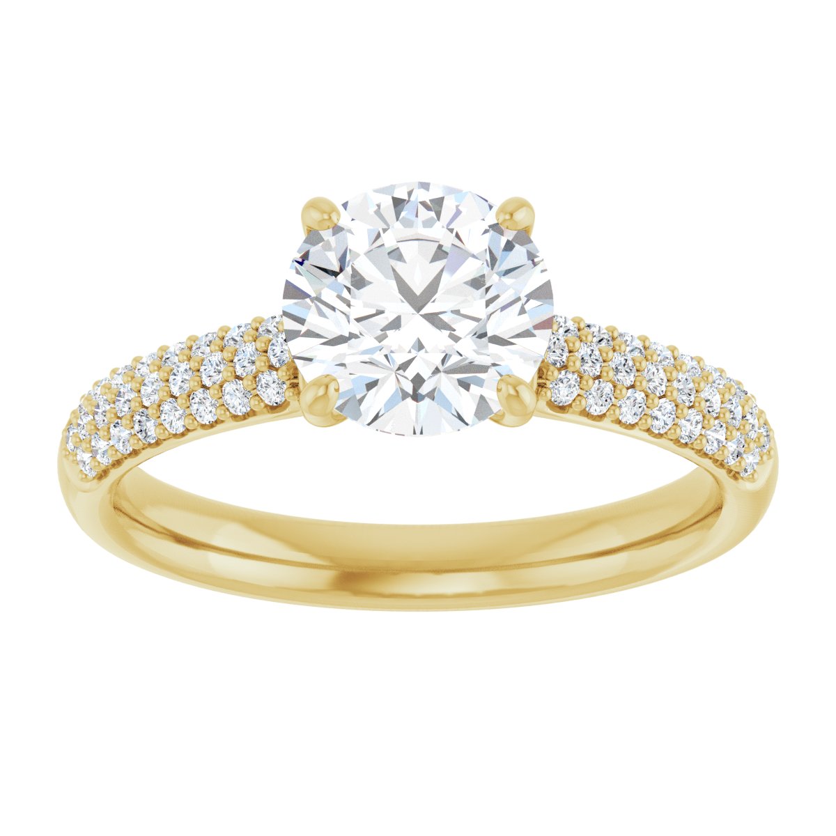 Round Brilliant Pavé Accented Engagement Ring