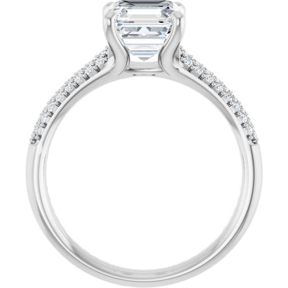 Asscher Pavé Accented Engagement Ring