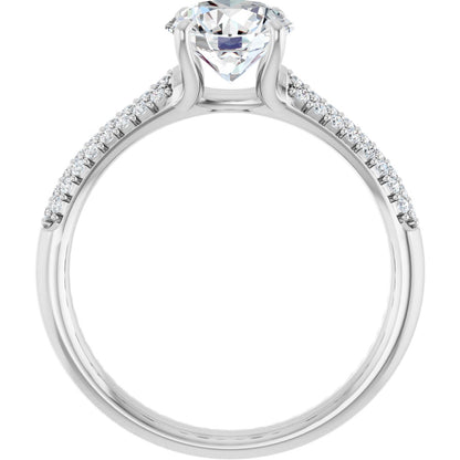 Round Brilliant Pavé Accented Engagement Ring