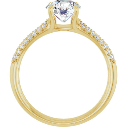 Round Brilliant Pavé Accented Engagement Ring