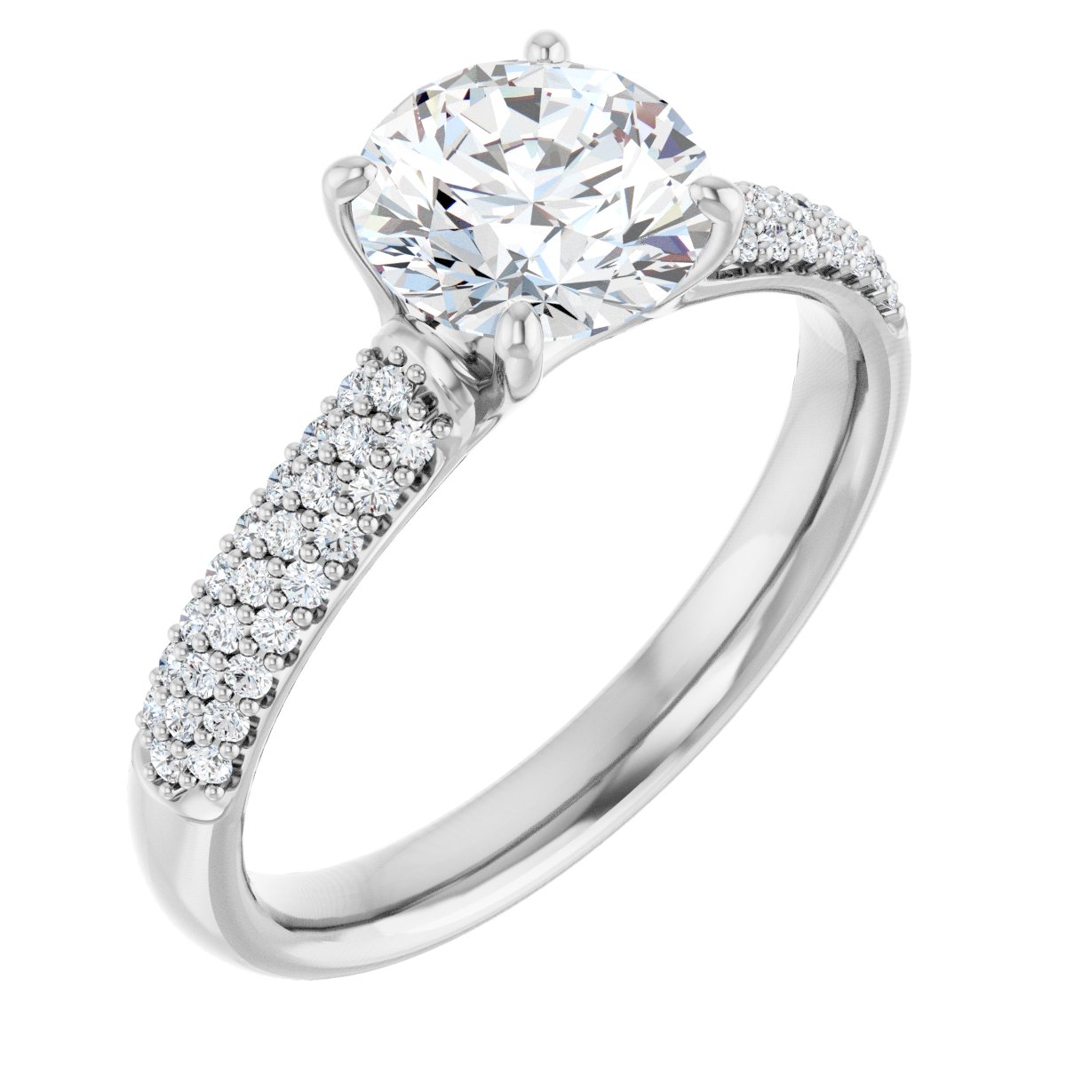 Round Brilliant Pavé Accented Engagement Ring