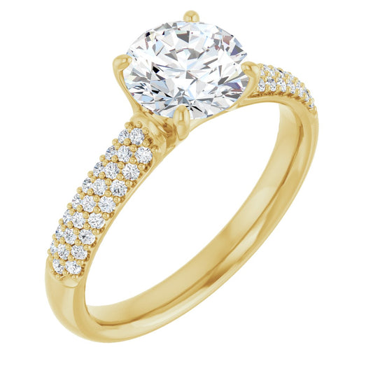 Round Brilliant Pavé Accented Engagement Ring