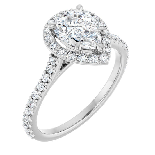 Pear Halo-Style Engagement Ring