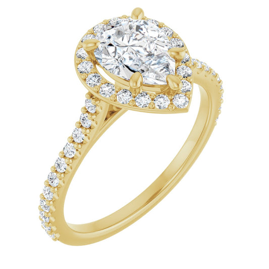 Pear Halo-Style Engagement Ring