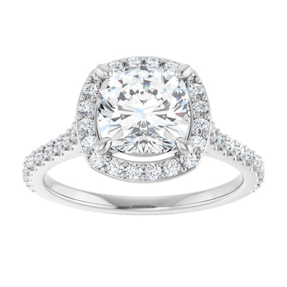 Cushion Halo-Style Engagement Ring