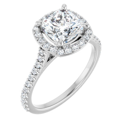 Cushion Halo-Style Engagement Ring