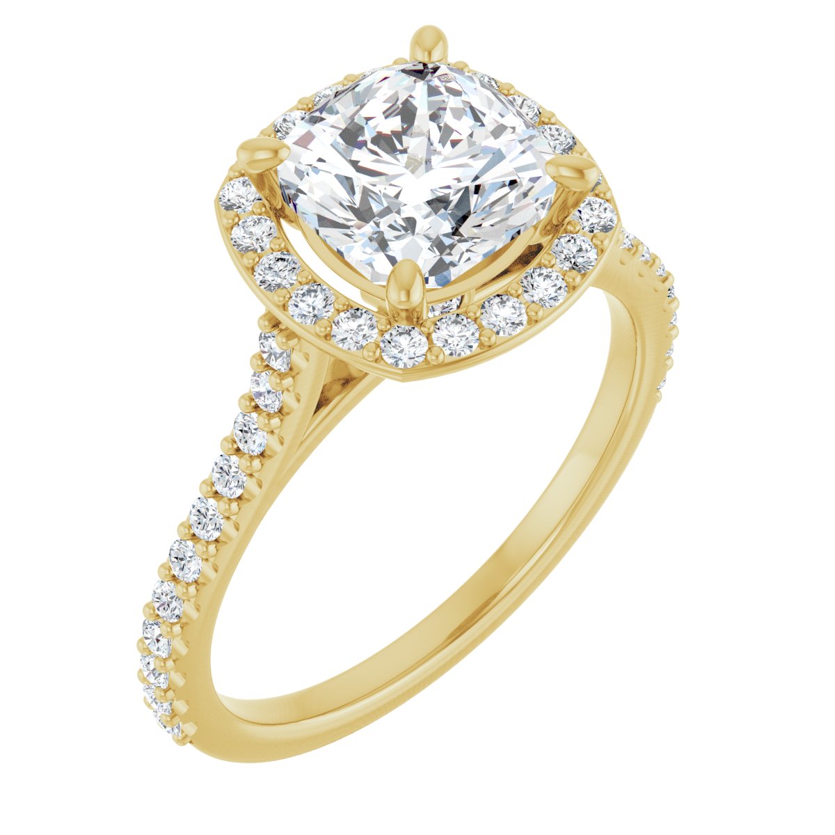 Cushion Halo-Style Engagement Ring