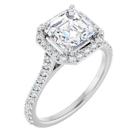 Asscher Halo-Style Engagement Ring