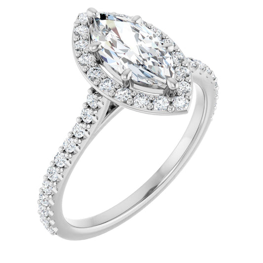 Marquise Halo-Style Engagement Ring