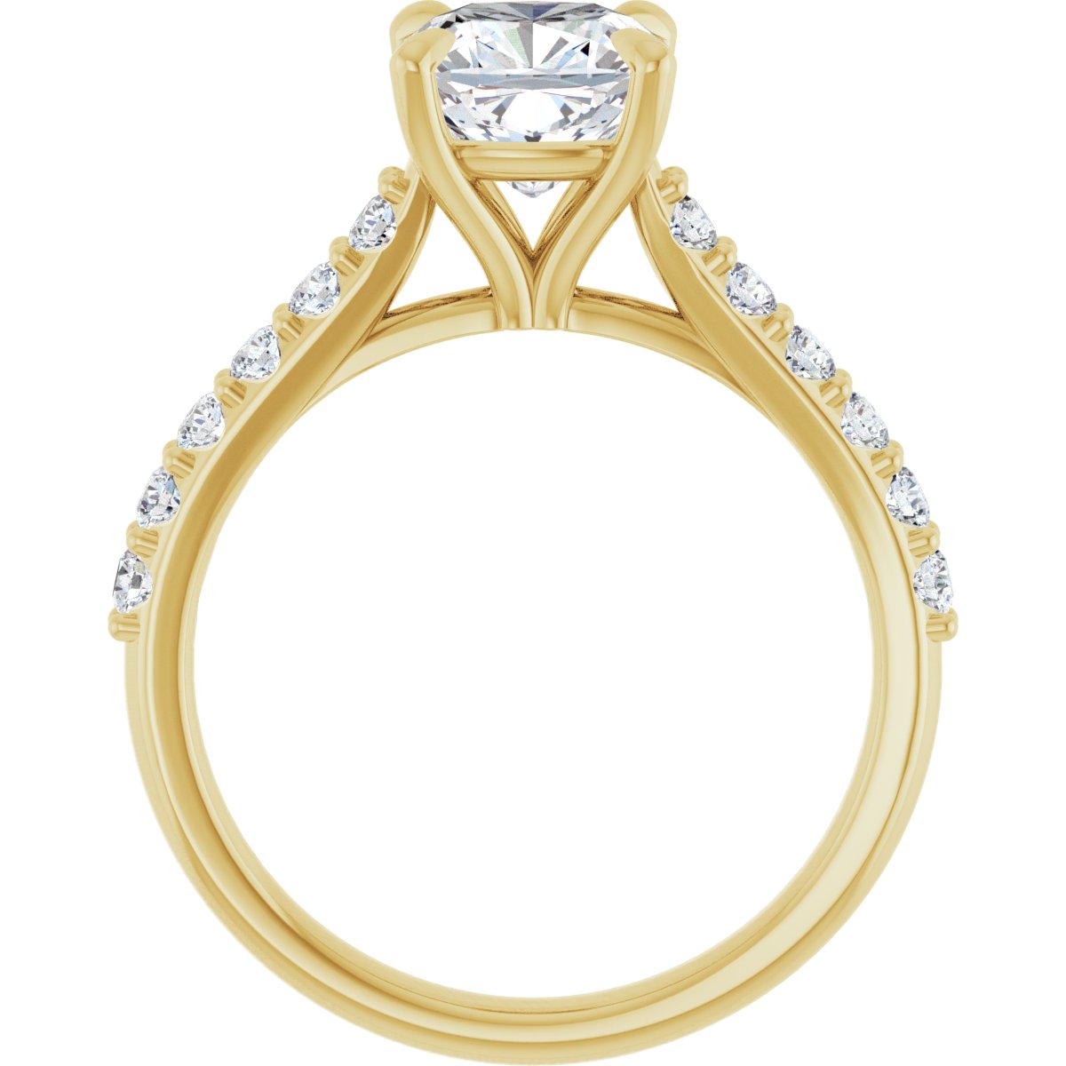 Cushion Accented Engagement Ring