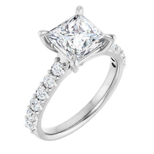 Princess Accented Engagement Ring