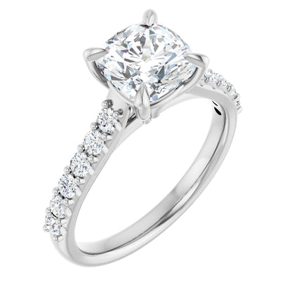 Cushion Accented Engagement Ring