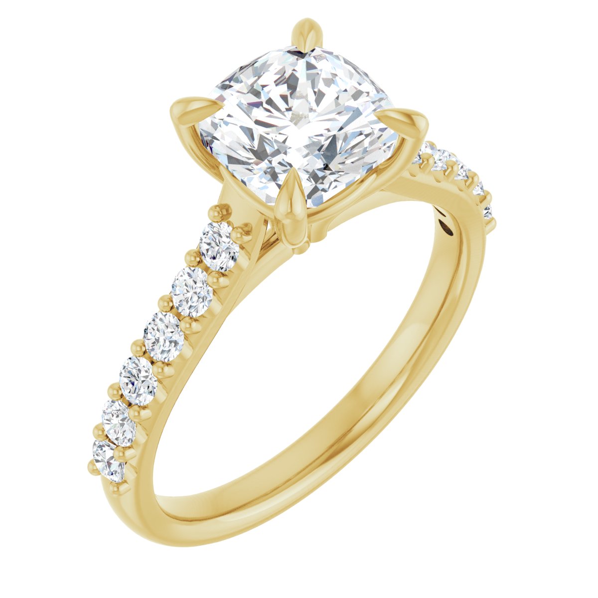 Cushion Accented Engagement Ring