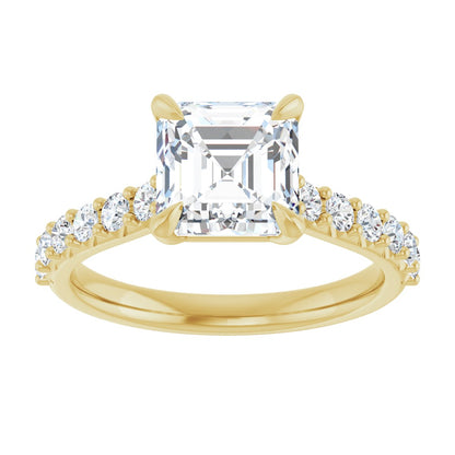 Asscher Accented Engagement Ring