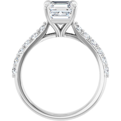 Asscher Accented Engagement Ring