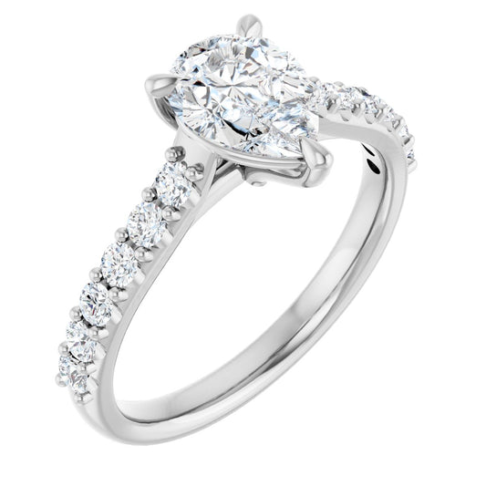 Pear Accented Engagement Ring