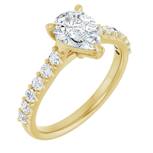 Pear Accented Engagement Ring