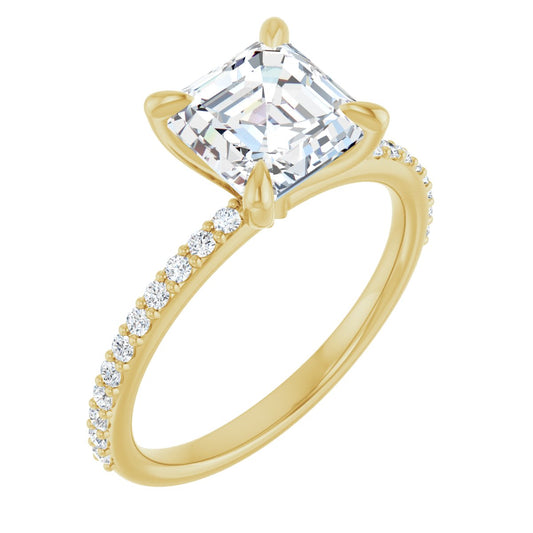 Asscher Accented Engagement Ring