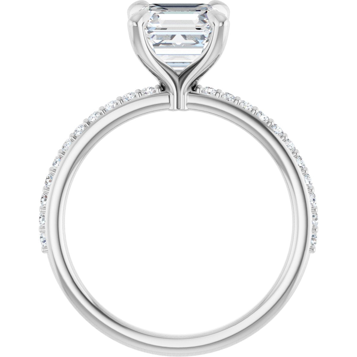 Asscher Accented Engagement Ring