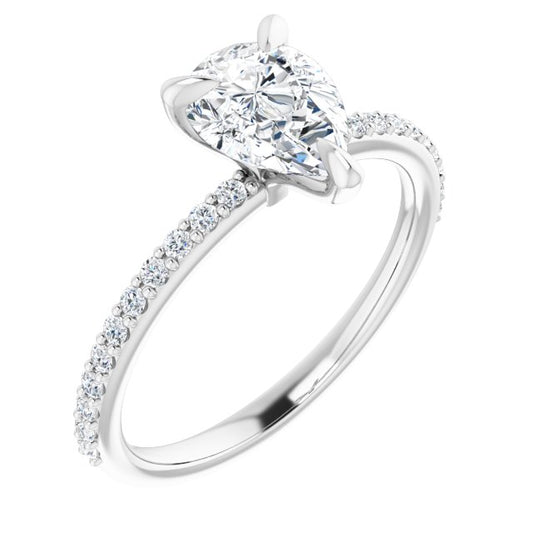 Pear Accented Engagement Ring