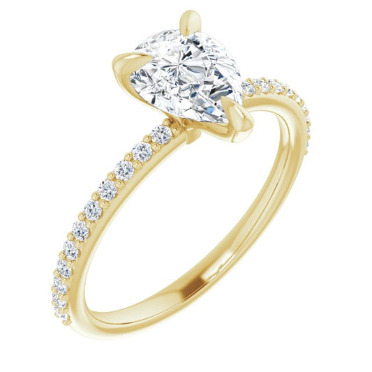 Pear Accented Engagement Ring