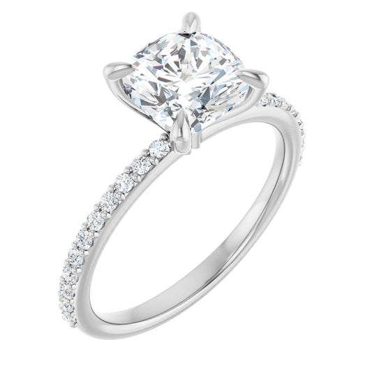 Cushion Accented Engagement Ring